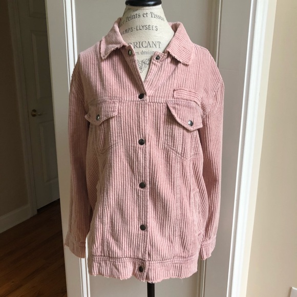 Stone Washed Corduroy Jacket New S M L New Pink - Picture 6 of 8